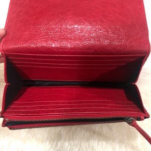 red balenciaga wallet